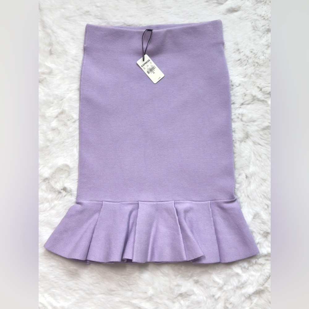 NWT EXPRESS BODY CONTOUR HIGH WAISTED RUFFLE SWEATER PENCIL SKIRT